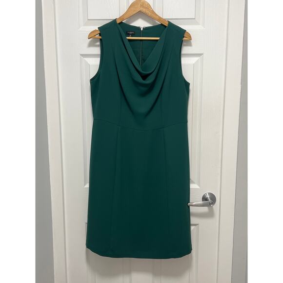Talbots woman’s green dress size 16P Cowl-Neck Emerald Green - Picture 1 of 16